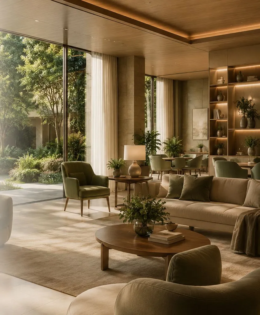 Espaço de convívio com luz natural